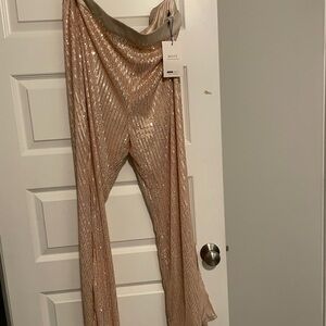 MOTF Gold Sequin Flared Trousers